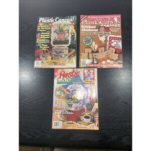 LOT Of 3 Plastic Canvas World & Crafts Magazines Vintage 1990’s Country Theme